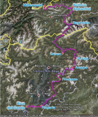 Karte Transalp2007 MittenwaldRiva